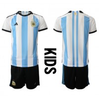 Argentina Hjemmebanesæt Børn VM 2022 Kortærmet (+ Korte bukser)